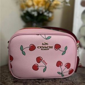 Mini Jamie Camera Bag With Heart Cherry Print